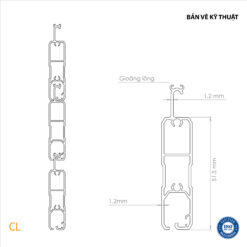 Bản vẽ thiết kế nan cửa cuốn khe thoáng Comax, Model: CL (số 2)