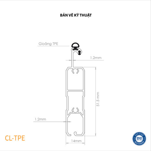 Bản vẽ thiết kế nan cửa cuốn khe thoáng Comax, Model: CL-TPE (số 1)