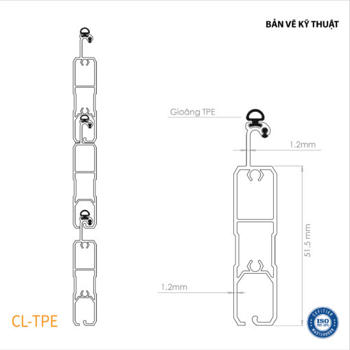 Bản vẽ thiết kế nan cửa cuốn khe thoáng Comax, Model: CL-TPE (số 2)