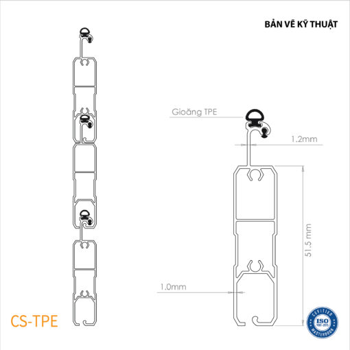 Bản vẽ thiết kế nan cửa cuốn khe thoáng Comax, Model: CS-TPE (số 2)