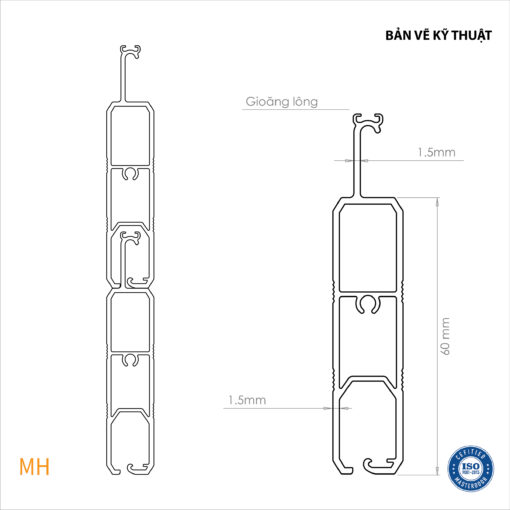 Bản vẽ thiết kế nan cửa cuốn khe thoáng Master-Havy, Model: MH (số 2)