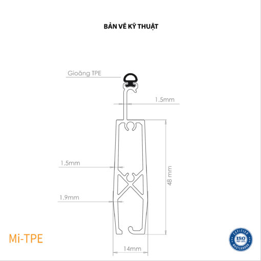 Bản vẽ thiết kế nan cửa cuốn khe thoáng Master-Lighting, Model: Mi-TPE (số 1)