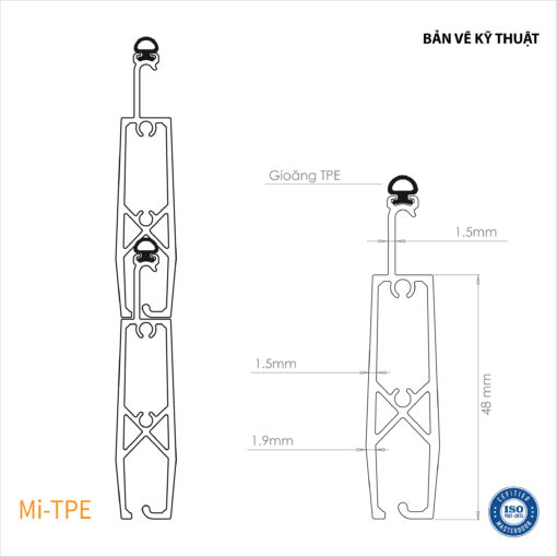 Bản vẽ thiết kế nan cửa cuốn khe thoáng Master-Lighting, Model: Mi-TPE (số 2)