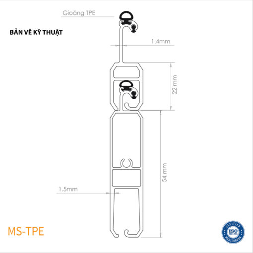 Bản vẽ thiết kế nan cửa cuốn khe thoáng Master-Sunnex, Model: MS-TPE (số 1)